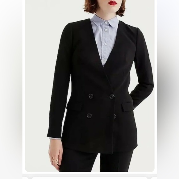 J Crew NWT $148 Double Breast Blazer 365 NAVY Crepe Fitted Jacket H6285 - Picture 1 of 7